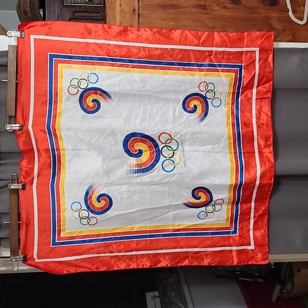 VTG Olympics Seoul Korea 1988 XXIVth‎ Silky Scarf Womens 35x35" EUC